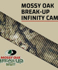 Mossy Oak Break Up Infinity Camo design on 1 inch wide polyester ratchet strap