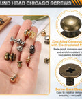 Top Notch Bronze Chicago Screw Button Stud Rivets 7mm Zinc Alloy Metal Fasteners For Leather Craft shown in hand.