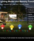 Warm White Mini Solar Mushroom Lights For Outdoor Garden Pathway Waterproof Flexible Copper Wire String Lights glowing in 8 modes.