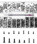 M1.2 M1.4 M2 Laptop Screws Small Micro Tiny Fasteners For Electronics Computer Repairs in a organized box with screwdriver.