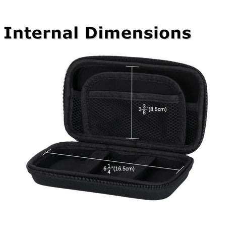 Internal dimensions of Hard Shell Tech Travel Case With All In One Cable Organizer And Mesh Pockets Black for gadgets.