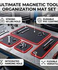 Flexible PVC Magnetic Tool Mat Set In Four Sizes 40 Lb Holding Force Non Slip Tool Tray Pads With Hanging Hole For Automotive Maintenance And Garage Workshops Keeps Screws And Wrenches From Rolling, mats on workbench