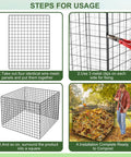 Assembly steps for Outdoor Compost Bin With Square Mesh Panels, Garden Wire Construction, Black Heavy Duty Compost Container for Leaves.