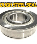 Four Pack Precision Ground Super Duty Front Wheel Caster Bearings With High Temperature Synthetic Grease For Heavy Machinery And Cart Wheels close-up of tough steel sealed bearing.