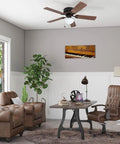 42 Inch Indoor Ceiling Fan With Light LED Flush Mount 5 Blades Bronze Finish in living room, light cherry and maple brown blades