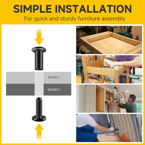 Installation guide for Sturdy M6 X 16mm Flat Head Hex Socket Cap Screws 20 Pack with Barrel Nuts 304 Stainless Steel Black Oxide.