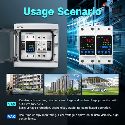 Smart Two Pole Sixty Three Amp Circuit Breaker With Adjustable Over Under Voltage And Over Current Protection Auto Reset Din Rail Mount in usage scenario