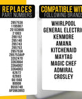 Image showing compatibility and replacement part numbers for Motor Coupler Replacement Kit For Kenmore Washer Drive Motor Easy Install Durable Fix That Restores Spin And Agitation Fits 11020922991 And Replacement Parts Like 285753A 3352470 3364002 3363664 on a white and yellow background.