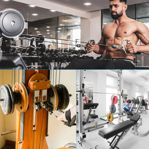 Heavy Duty Nylon Pulley Wheels 4 Pack For Cable Machines And Gym Equipment featuring smooth bearings in a gym setting.