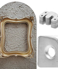 Six Pair Heavy Duty Picture Frame Hangers Stainless Steel Mirror Wall Mount Brackets set with ornate frame and clips.