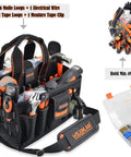 Heavy Duty 19 Pocket Tool Tote For HVAC Technicians And Electricians, Rugged Organizer Bag With Socket Pockets, Clear Box, MOLLE Loops