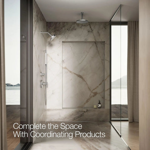 Shift Square Two Function Handshower With 1.75 GPM Flow Polished Chrome Finish in a modern bathroom setting