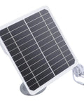 Rock Solid 20 Watt 5V Monocrystalline Solar Panel For Security Cameras And Wildlife Feeders With IP68 Waterproof Rating mounted outdoors.