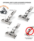 Smooth Operator Snap On Cabinet Hinge Damper Adapter For T Type Glissando Systems showing various hinge types and installation details.