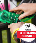 Hands using Pro Grade Bicycle Chain Cleaner Tool for Road Mountain Gravel and E Bikes Fast 60 Second Chain Cleaning System