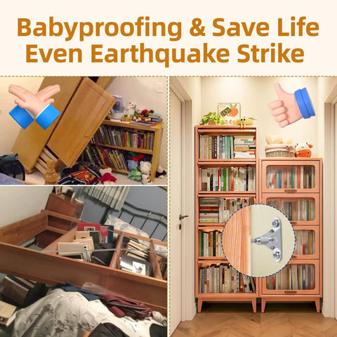 Rock Solid Furniture Anchors 10 Pack Anti Tip Wall Straps For Baby Proofing Dressers Cabinets Secure Up To Four Hundred Pounds, showing secure furniture.