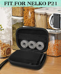 Heavy Duty Workhorse Hard Shell Label Printer Case With Three Rolls Of Adhesive Paper Tape Secure Travel Storage Pouch Compatible With Nelko P21, showing open case with three tape rolls.