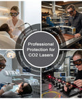 Professional Grade CO2 Laser Safety Goggles Pack Hella Solid Eye Defense And Crystal Clear Vision For Precision Engraver And Cutter Projects With Super Comfy Wrap Strap Fit in use during laser procedures.