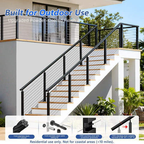 Lock Down Your Deck With This Hella Solid Cable Railing Post Kit And Handrail Modular Single Side Tension Design guarantees quick assembly for exterior stairs.