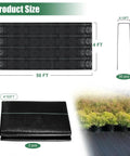 Heavy Duty Garden Weed Barrier Landscape Fabric Ground Cover 4 Pack 100 Ft Rolls With 30 U Shaped Securing Pegs Premium Polypropylene Weed Control Mat For Garden Beds And Pathways, 4x50 ft sheets, rolled and installed image with plants.