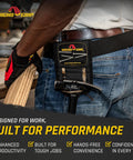 Person wearing Go-To Hammer Holster With Magnetic Storage For On Belt Quick Access, Durable 1680D Ballistic Polyester, with hammer