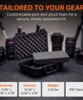 Rugged IP67 Waterproof Dry Box To Keep Your Cameras And Action Gear Toast From Water Hits Featuring Adjustable Foam Pad Inserts with open lid.
