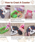 Step-by-step instructions for Dog Shaped Diamond Painting Coasters Kit With Holder For Drinks 8 Pieces DIY Diamond Art Coasters For Beginners And Adults Includes Diamonds Glue Pens Trays And Holder A Fun Craft Gift For Craft Lovers.