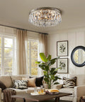 Antique Silver French Empire Crystal Semi Flush Mount Chandelier LED Ceiling Light Fixture For Dining Room Bathroom Bedroom