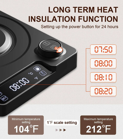 Control panel of Gooseneck Electric Kettle With Precise Temperature Control And Keep Warm For Pour Over Coffee And Tea Barista Style Spout
