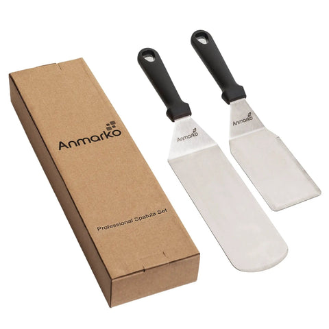 Stainless Steel Spatula Set For Grill And Griddle Heavy Duty Hibachi Style Spatula Turner And Grill Scraper Commercial Grade