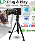 5-50mm 10X USB Zoom Camera with 12MP Sensor 1080P 120FPS Varifocal CS Mount Lens for Video Calls and Live Streaming on a tripod