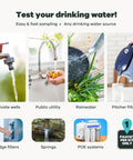 Top Tier Home Water Test Kit For Well And City Tap Sources Checks One Hundred Sixteen Parameters Including Lead Copper Hardness Alkalinity Bacteria And Chlorine With Legit Epa Certified Lab Reports For Total Peace Of Mind, showing various water sources.