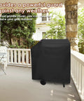 Custom Fit 35 Inch Grill Cover for DNKMOR Barrel Charcoal Grill with side table on patio protecting grill from weather