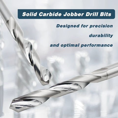 Solid Carbide Jobber Drill Bits Set With Straight Shank 0.063 Inch Diameter 118 Degree Point for Stainless Steel