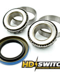 Beefed Up Caster Bearing Rebuild Kit With Tough Spring Loaded Seals And Bore Sealant For Riding Mower Fork Axles That Roll Dead Smooth Zero Sweat Steering Hub Repair, includes two tapered bearings and seal.
