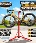 Heavy Duty Bike Repair Stand For E Bikes And MTB Portable Foldable Work Stand Supports Up To 176 Lbs Adjustable Height With Steel And Aluminum Frame For Easy Maintenance And Tuneups, holding bike outdoors