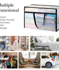 Roomy Clear Storage Sacks, Heavy Duty 60L Zippered Packing Bags For Seasonal Clothes And Bedding, clear bags holding folded clothes.