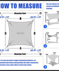 Diagram showing how to measure and install a Beige 8x16 Foot Sun Shade Sail Canopy for Outdoor Patio with tension points and installation methods.