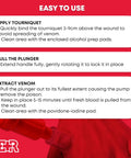 Instructions for using Portable First Aid Snake Bite Venom Extractor Kit Latex Free Compact Outdoor Emergency Tool.