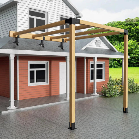 Built Like A Tank Adjustable Roof Riser Brackets That Swivel To Nail Any Pergola Pitch For Easy Backyard Setup Super Durable Steel on wooden pergola structure.