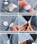5 Pack Invisible Magnetic Snap Buttons For Apparel 26 Mm Sewing Snaps With Killer Hidden Magnets Easy Peasy Application For Jackets Coats Curtains Luggage And Sleepwear Top Shelf Nylon Base Clean White sewing process on blue fabric.