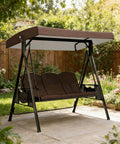 Weatherproof 75 By 47 Inch Universal 3 Seat Swing Canopy Replacement Top Cover For Outdoor Patio Garden Beige Top Only, Waterproof Shade, Easy Fit For Most Three Seat Porch Swings, Refresh Your Outdoor Space shown on a garden swing.