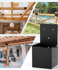 Heavy Duty 4x4 Pergola Bracket Set for Wood Posts, 14 Gauge Post Top and Rafter Brackets, Wall Mount Kit With Screws