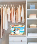 Heavy Duty Foldable Storage Bin With Secure Lid And Easy Grab Handles For Bedroom Closet Organizers, Collapsible Toy Box displayed in a closet.