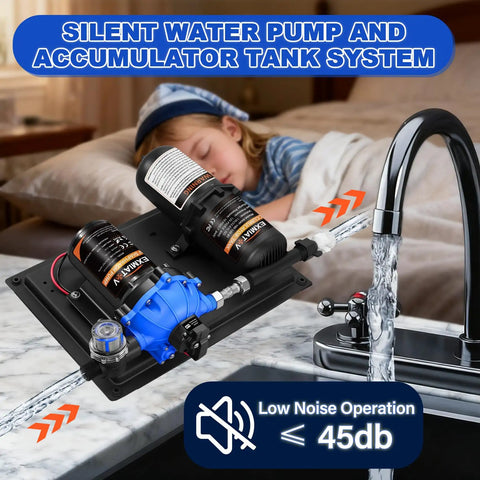 No Nonsense 110V AC Water Pump Paired With Pre Pressurized 1L Accumulator Tank Delivers Knockout 7 GPM Quiet High Pressure Flow for RV