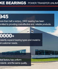 XIKE Bearings facility showcasing global standards and reliable products since 1945 with modern architecture and branding.