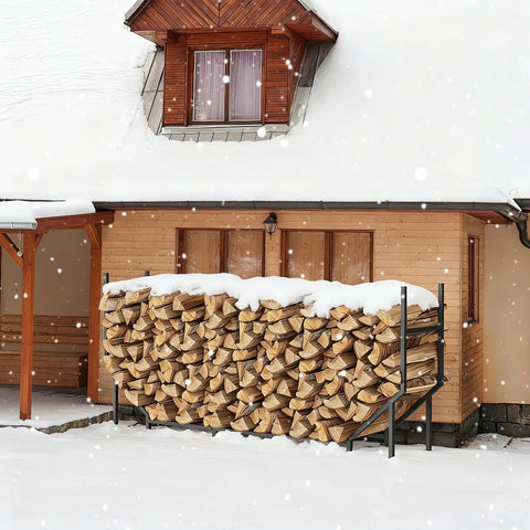 Six Foot Outdoor Firewood Rack Heavy Duty Metal Wood Holder Built For Up To 880 Lbs One Quarter Cord Capacity In Snow