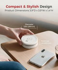Built Tough Smoke Detectors With Replaceable Batteries Featuring Dual Wave Sensing For Lightning Fast Alerts And Rock Solid 85 Decibel Volume In A Totally Legit Eight Pack Set For Your Whole Home Safety Game, compact white design on a table.