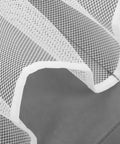 Close-up of the mesh fabric used in Compact Mesh Shoe Storage Hangs Beside Bed With 4 Hooks For RV Camper And Home.