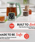 Electric Glass Kettle With 1.7L Capacity, Programmable Tea And Coffee Brewer, 6 Easy To Use Presets, Digital Touch Display